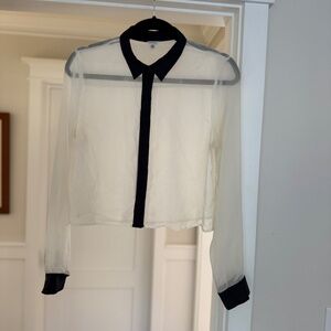 Sheer Cream I Love H81 Blouse Holiday Party Ready